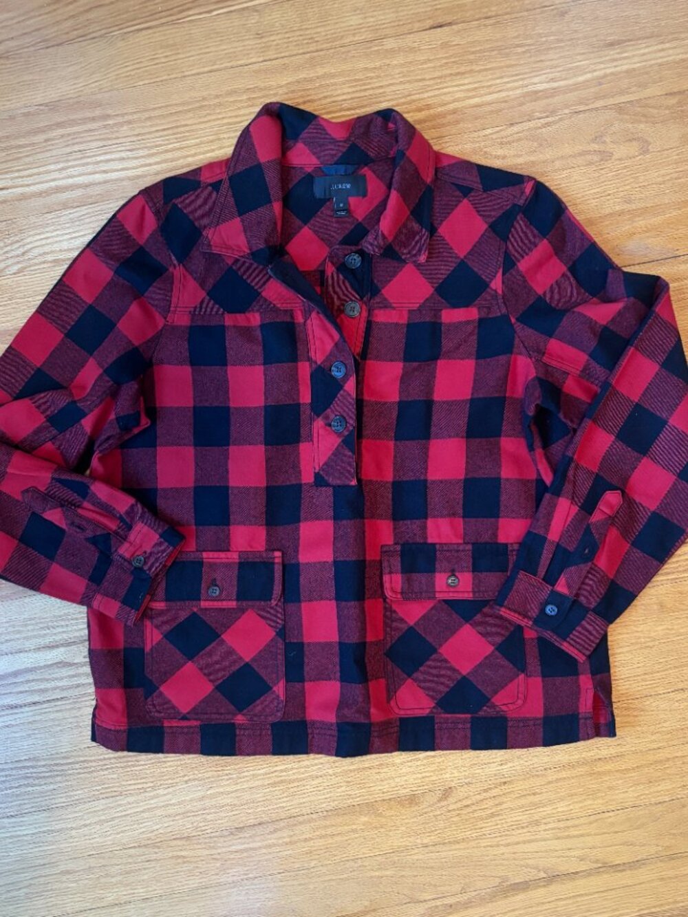 J.Crew wool blend buffalo check pullover shacket size M - NWOT